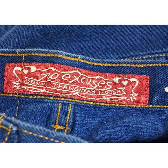 Vintage 90s High-Waist Denim Shorts By No Excuses  Size 9/10 100% Cotton Indigo - Picture 3 of 11